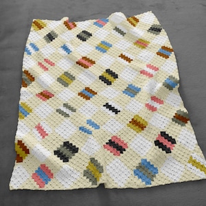 Patrón de crochet de esquina a esquina (C2C) de 60 x 75 pulgadas (PDF) / Manta nórdica de 70 x 90 cuadrados (gráfico beige, descarga instantánea)