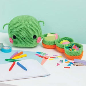 Zestaw koszyków Amigurumi Caterpillar Vintage Wzór szydełkowy PDF | Głowa Trzy odłączane jednostki Artykuły szkolne Małe zabawki Natychmiastowe pobranie