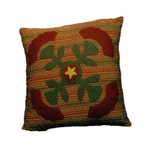 Cuscino quadrato da 16" Coxcomb vintage con motivo trapuntato / Cuscino decorativo rapido con applicazione in lana, decorazione rustica in stile popolare per la casa, download immediato in PDF