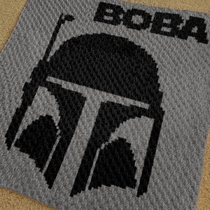 Wzór na koc szydełkowy C2C Star Wars Boba Fett | 90x90 kwadratów narożnik do narożnika PDF Mandalorian Bounty Hunter Afgański Hutt Natychmiastowe pobranie