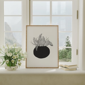 Flieder in der Vase - Print einer Originalzeichnung