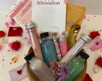 Kit de poción de amor para niños con afirmaciones de amor propio - Kit sensorial para niños - Regalo de San Valentín/Regalo de cumpleaños - Juego sensorial - Actividad STEM