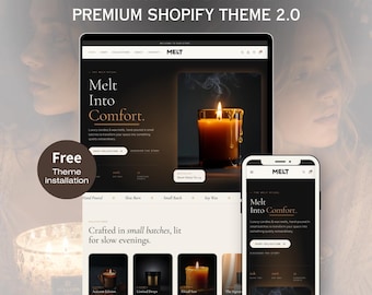Tema de Shopify para velas de lujo / Diseño elegante de sitio web para fragancias para el hogar / Plantilla de sitio web para ceras aromáticas