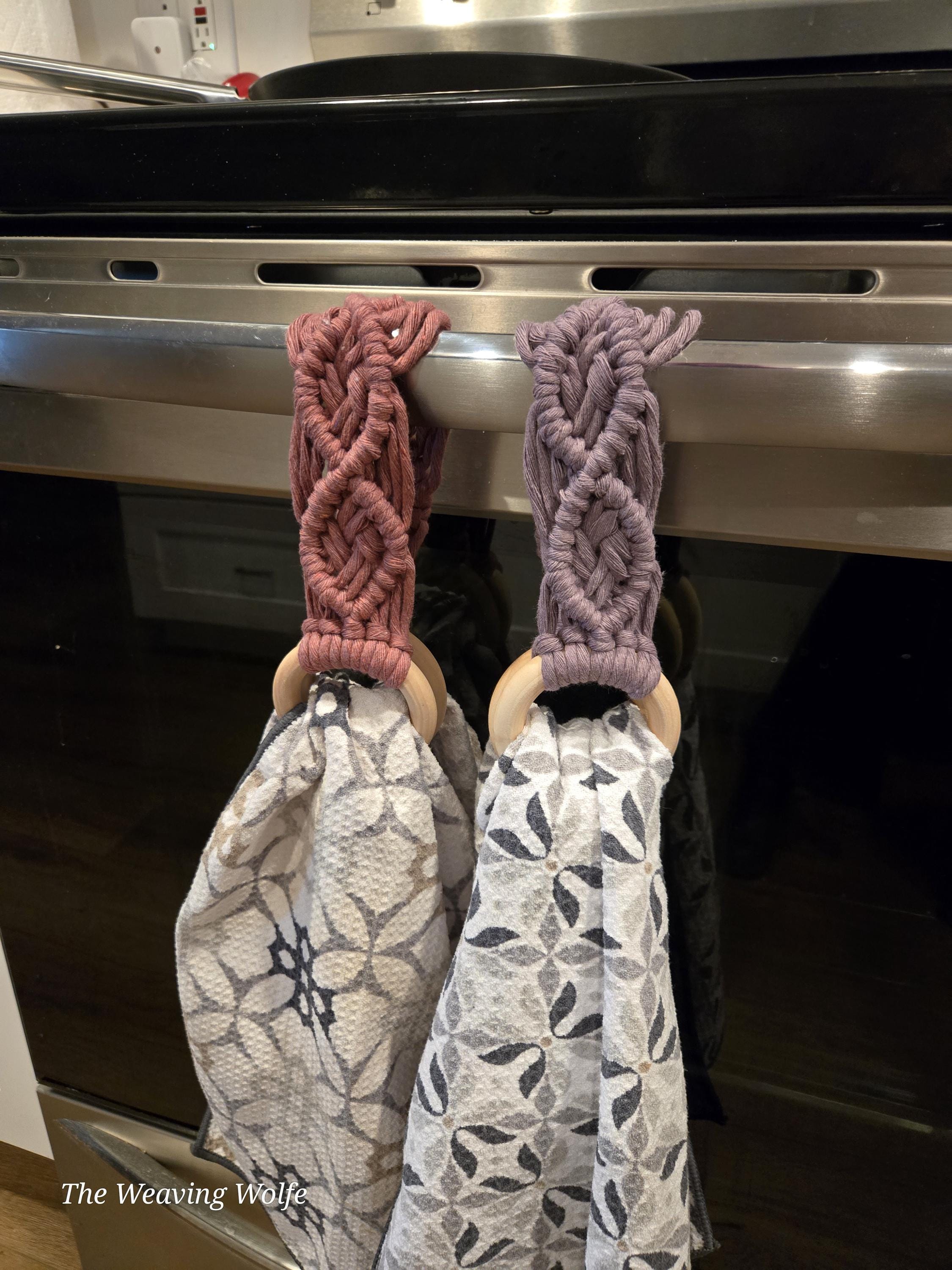 Portasciugamani Macramè Bohémien - Set 4 Anelli In Legno Per Cucina E Bagno