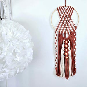 Handmade Macrame Dreamcatcher | Bohemian Wall Decor | 10.5 in x 34 in | Unique Home Decor Gift | Ethereal Nursery Decor