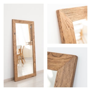 Rustic mirror. Oak wood mirror. Wall mirror. Solid wood mirror. Hanging mirror.  Full length mirror. Bathroom mirror. Handmade mirror