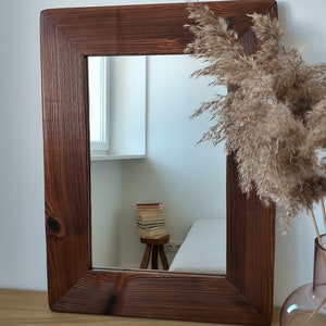 Handmade Rustic Wooden Wall Mirror: Bali Inspired Decor