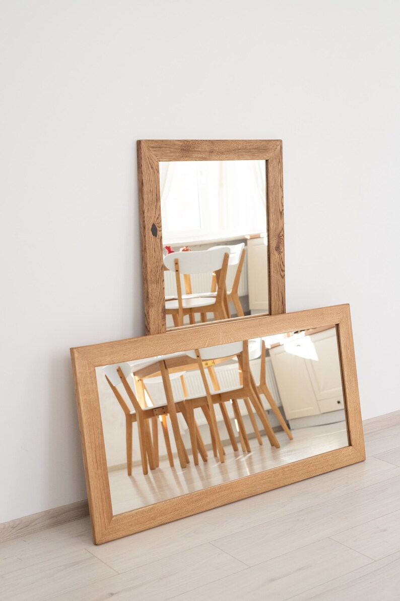 Oak Frame Bathroom Mirror. Wall Oak Wood Mirror. Mirror in Handcrafted ...