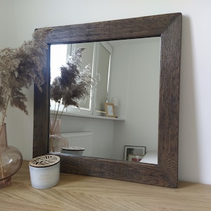 Rustic wall wooden mirror. Oak wood mirror. Solid wood mirrow. Handmade mirror. Rustic decor.