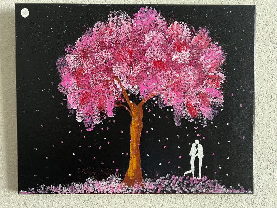 Acrylic Painting on Canvas - Cherry Blossom - Etsy