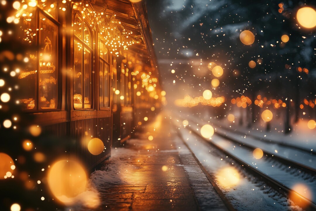 Christmas Polar Express Train Background, Overlay Photoshop, Studio ...