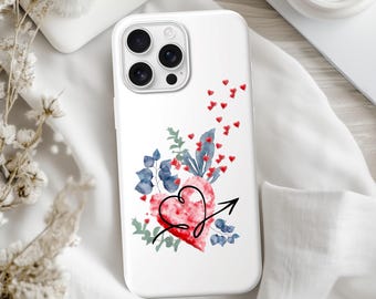 Loving Heart Design Phone Case - Pink Blue Green -Pretty Phone Cover- Cute Heart Pattern - Tough Case Compatible with iPhone and Samsung