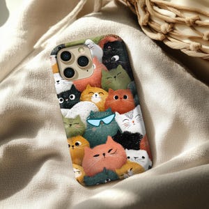 Whimsical Cat Collage Phone Case, Playful Illustrated Kitties Design, Cute Animal Aesthetic Cover for iPhone and Samsung Galaxy