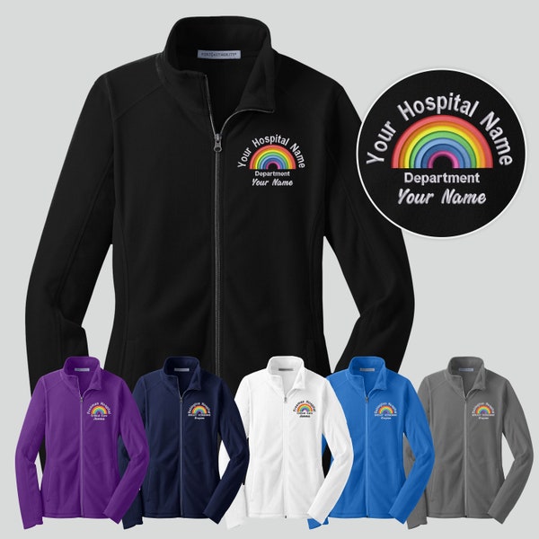 Embroidered Rainbow Full Zip Fleece Jacket, Custom Monogrammed Student Nurse Jacket, National Healthcare Worker Medical Uniform, Nurse Gifts