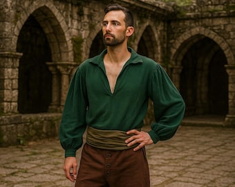 Renaissance Faire Viking Shirt, Medieval Square Cuff Shirt, Pirate Larp Costume Shirt, Knight Cosplay Shirt, Ren Faire Men’s Festival Shirt