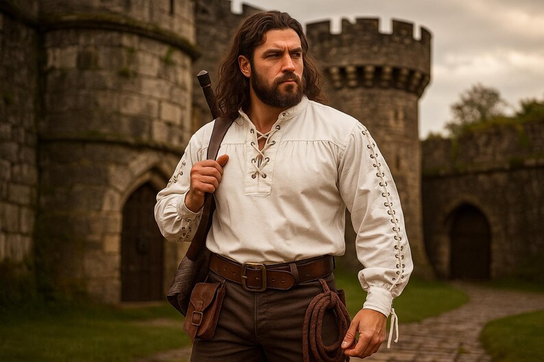 Medieval Knight Warrior Tunic, Renaissance Viking Pirate Shirt for Men ...