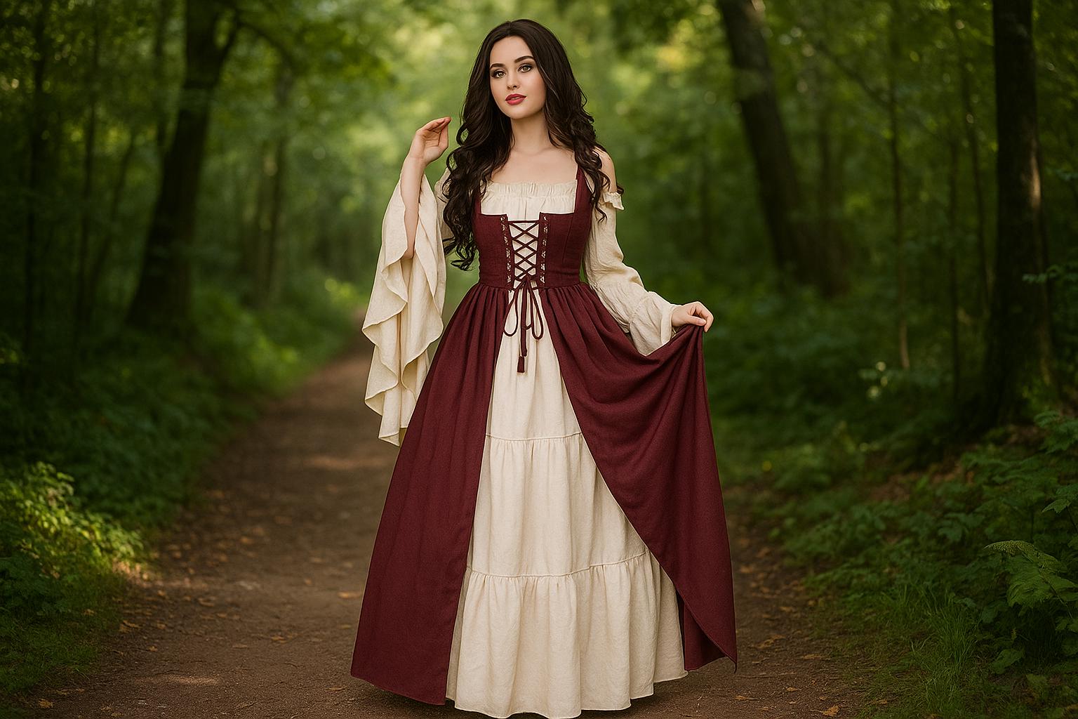 medieval dress with corset for sale Retro Renaissance Dress Set Vintage Medieval Dress with Corset and Half  Skirt