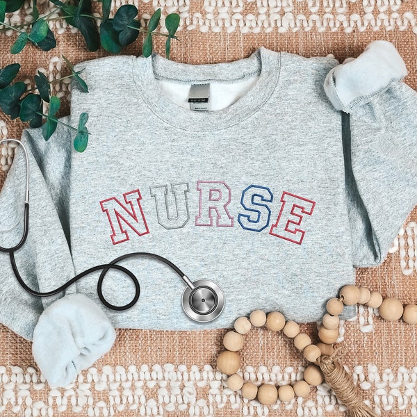 Embroidered Nurse Sweatshirt, Medical Student Comfy Color Crewneck Sweater, Vintage New Nurse Outfit, Long Distance Special Gift for Nurse