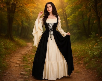 Medieval Renaissance Corset Dress Vintage Princess Steam Punk Strap Dress, Medieval Fancy Vampire Dress, Aesthetic Womens Cosplay Costume