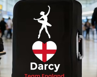 Personalised Dance World Cup Suitcase Cover: Custom Name, Team Pride, Travel Protection