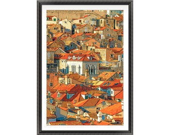 Rooftop View of Dubrovnik, Croatia | Superb Original Digital Art Print | Top Designers | PRINTABLE Digital Download | Premium Wall Art