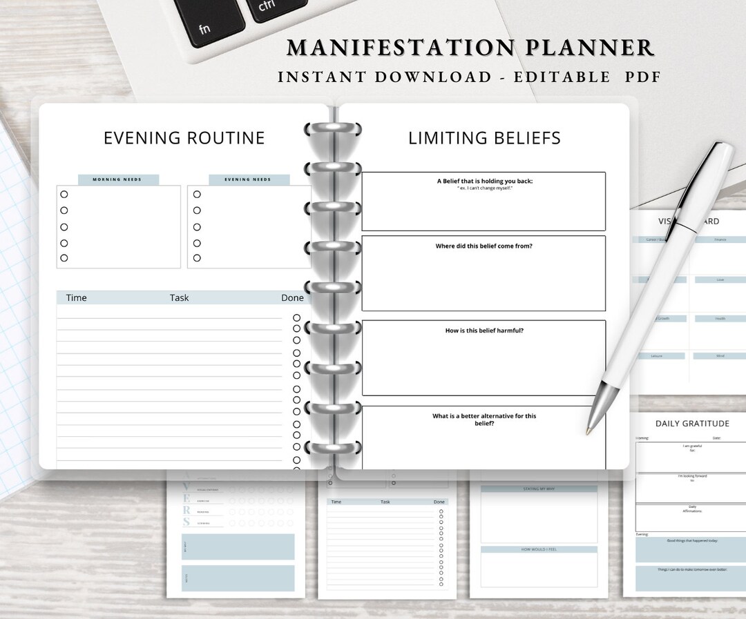 Manifestation Planner Printable | Dream Journal Digital | Mental Health ...