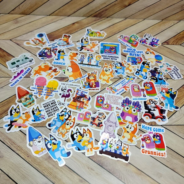 Bluey and friends dog stickers
