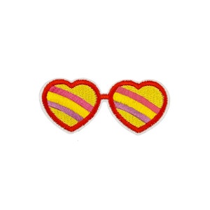 Rainbow Heart Sunglasses Patch | Pink Love Sunny Shades Glasses Iron-On Applique | Embroidered DIY Badge | Girls Teen Backpack Accessory