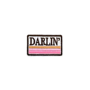 Mini Darln&#39; Patch | Pink Brown Country Music Festival Iron-On Applique | Embroidered DIY Badge | Girls Southern Cowgirl Jacket Hat Accessory