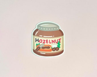 Hazelnut Chocolate Spread Sticker | Aesthetic Pastel Food Jar Decal | Water Resistant Vinyl PVC Sticker | Laptop Phone Bottle Luggage Decal