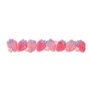 Stick-On Pastel Strawberries Patch | Pink Kawaii Berry Self-Adhesive DIY Sticker Applique Badge | No-Iron Strawberry Jacket Craft Accessory