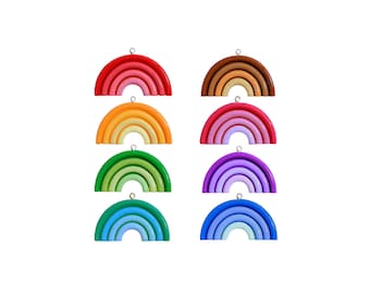 Monochrome Rainbow Charm | Mini Kawaii Pastel Pendant | Rainbow Fairy Kei Kandi Aesthetic Girls Teen Necklace Earrings Jewelry DIY Supply