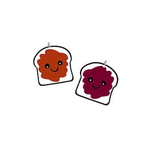 PB&J BFF Charm | 1PC Kawaii Best Friends Peanut Butter Jelly Sandwich Acrylic Pendant | Earrings Necklace Bracelet Jewelry DIY Craft Supply