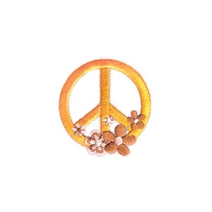Floral Peace Sign Patch | Pastel Boho Groovy Hippie Peace Symbol Iron-On Applique | Embroidered DIY Festival Badge | Jean Jacket Accessory
