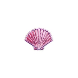 May include: A pink seashell with a purple outline. The seashell is a popular beach-themed craft supply.