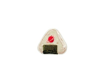 Mini Onigiri Patch | Japanese Food Rice Ball Sushi Iron-On Applique | Embroidered DIY Sewing Badge | Kids Teen Backpack Jacket Accessory