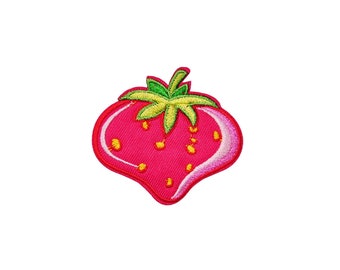 Magenta Strawberry Patch | Kawaii Pink Fruit Berry Iron-On Applique | Haftowana odznaka DIY | Dziewczęcy plecak-kurtka, akcesorium do robótek ręcznych