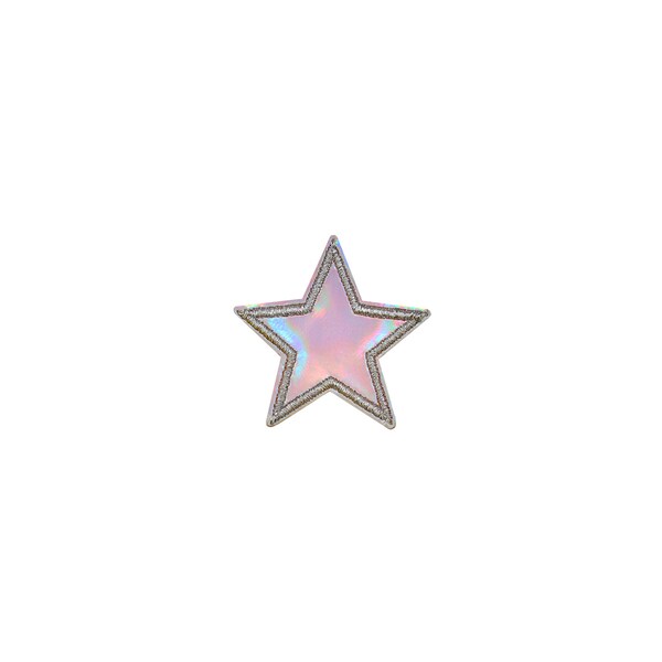 Holo Star Patch | Mini Iridescent Rainbow Space Galaxy Celestial Shimmer Metallic Iron-On Applique Badge | Girls Teen DIY Jacket Accessory