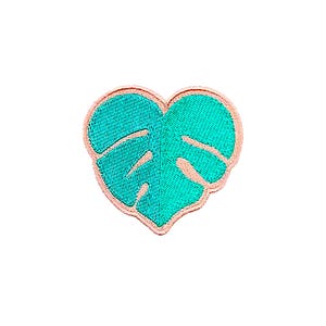 Pastel Monstera Patch | Island Tropical Miami Palm Banana Leaf Iron-On Applique | Embroidered Badge | Beach Plant Boho Backpack Accessory
