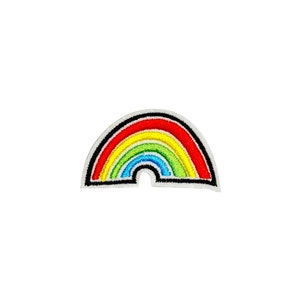 Stick-On Mini Abstract Rainbow Patch | Kawaii Self-Adhesive Applique | Embroidered DIY Art Sticker | Kids Teen Backpack Jacket Accessory