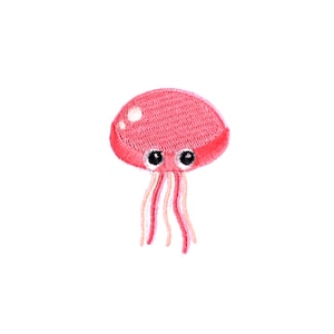 Pink Jellyfish Patch | Pastel Kawaii Ocean Beach Iron-On Applique | Embroidered DIY Badge | Girls Teen Backpack Jacket Accessory