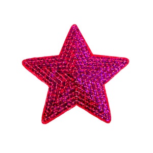 Sequin Magenta Star Patch | Pink Purple Rainbow Sparkle Iron-On Applique | Kawaii Space DIY Badge | Girls Teen Backpack Jacket Accessory