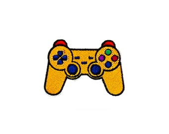Gele patch voor videogamecontroller | Retro klassieke gamerconsole opstrijkappliqué | Kinderen jongens tiener geborduurde DIY rugzak jas badge