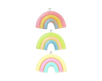 Pastel Rainbow Charm | Kawaii Fairy Kei Sparkle Glitter Resin Pendant | Girls Teen Harajuku DIY Necklace Jewelry Making Craft Supply
