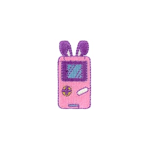 Stick-On Bunny Ear Video Game Patch | Pastel Pink Kawaii Self-Adhesive Sticker Badge | Gamer Girl Teen Applique | No-Iron DIY Jacket Patch