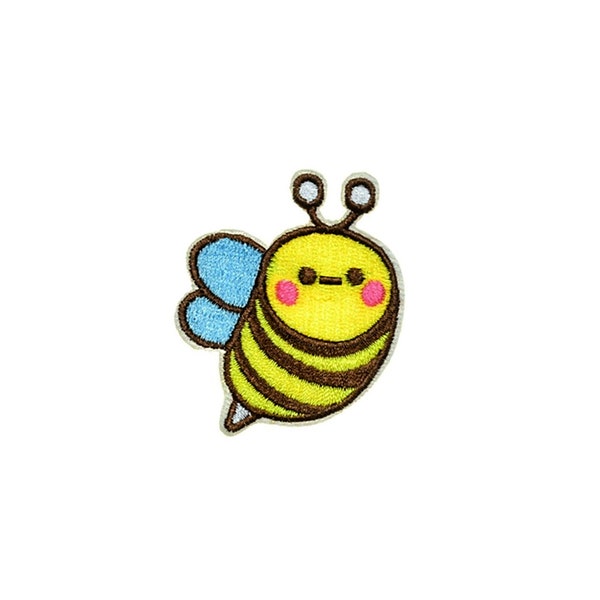 Kawaii Bumble Bee Patch | Cute Happy Pastel Honeybee Iron-On Applique | Embroidered DIY Badge | Girls Teen Save The Bees Backpack Accessory