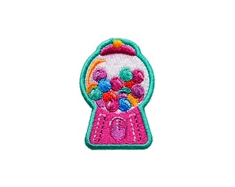 Gumball Machine Patch | Bubblegum Gum Ball Candy Shop Iron-On Applique | Kawaii Pastel DIY Badge | Teen Kids Backpack Jacket Accessory