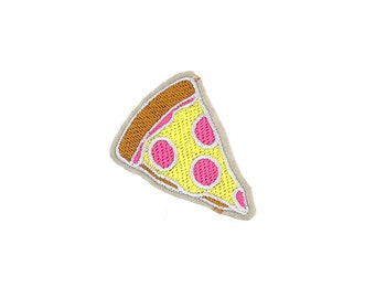 Parche de pizza de pepperoni rosa / Aplique termoadhesivo de rebanada de pizza kawaii / Insignia bordada DIY / Accesorio para chaqueta vaquera de comida chatarra para niñas y adolescentes