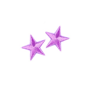Tiny Lavender Star Patches | 2x Mini Pastel Purple Kawaii Stars Iron-On Appliques | Backpack Jacket Lapel Collar Accessory Patch Badge Set