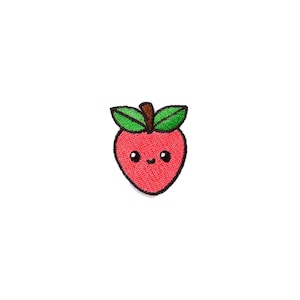 Stick-On Happy Strawberry Mini Patch | Kawaii Pink Berry Fruit Self-Adhesive Sticker Badge | Girls Embroidered DIY Jacket Craft Applique